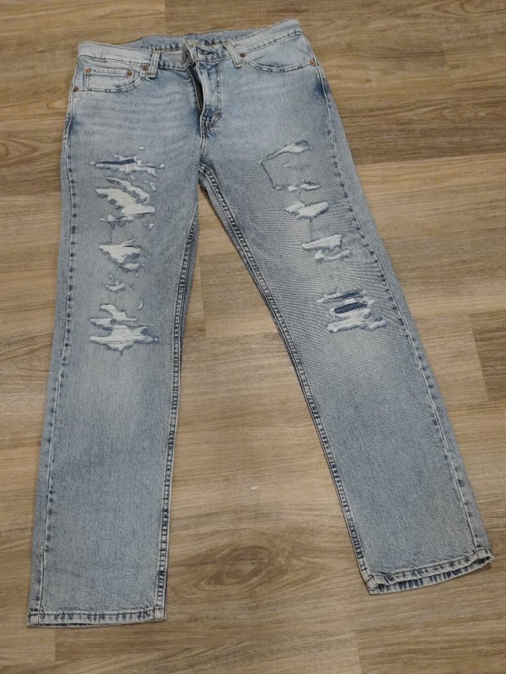 Levi's 511 Slim Fit Jeans Men's 33x30 Blue Light Wash Distressed Stretch